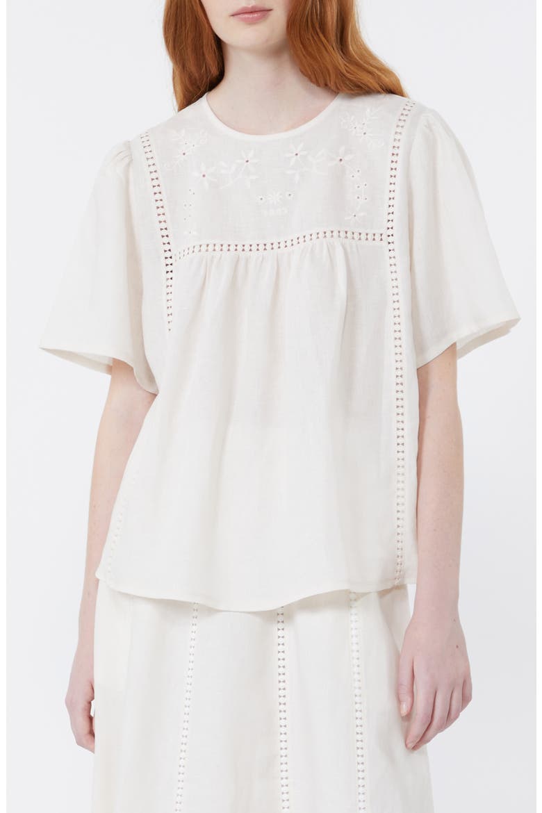 Bacino Embroidery Top, Main, color, ECRU