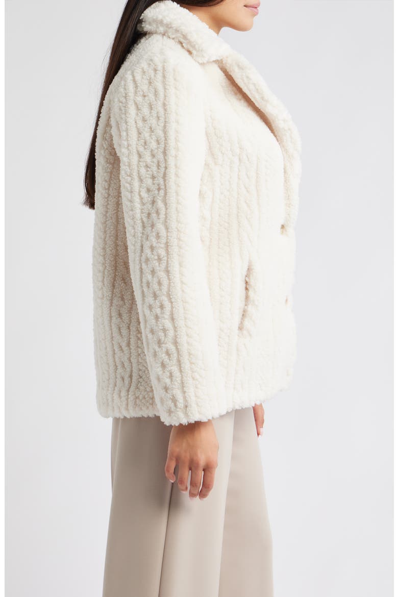 Cable High Pile Fleece Jacket, Alternate, color, CREAM