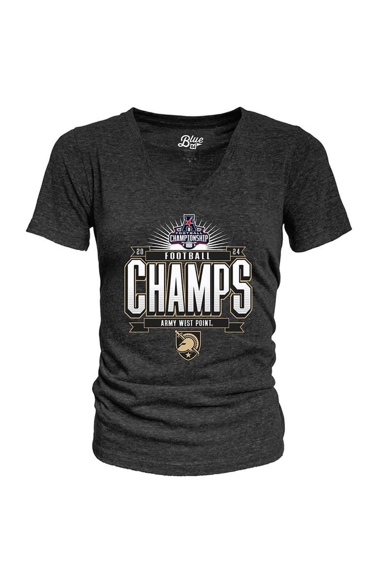 BLUE 84 Women's Blue 84 Black Army Black Knights 2024 AAC Football Conference Champions Locker Room V-Neck T-Shirt, Alternate, color, Black