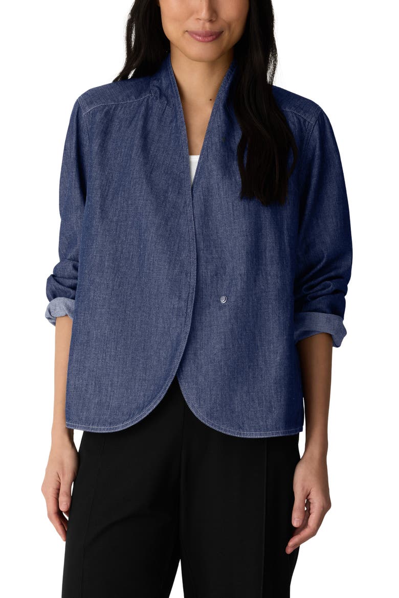 Organic Cotton Curved Front Jacket, Main, color, DARK INDIGO