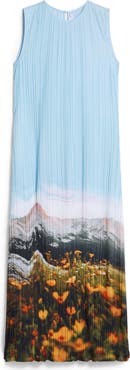 Desigual Landscape Plissé Shift Midi Dress