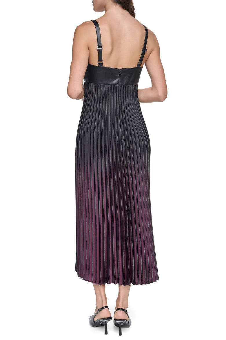 Pleated Faux Leather Sleeveless Dress, Alternate, color, CABERNT/ BL
