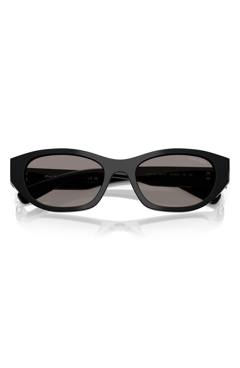 Miu Miu 53mm Irregular Sunglasses, Alternate, color, Black / Dark Grey