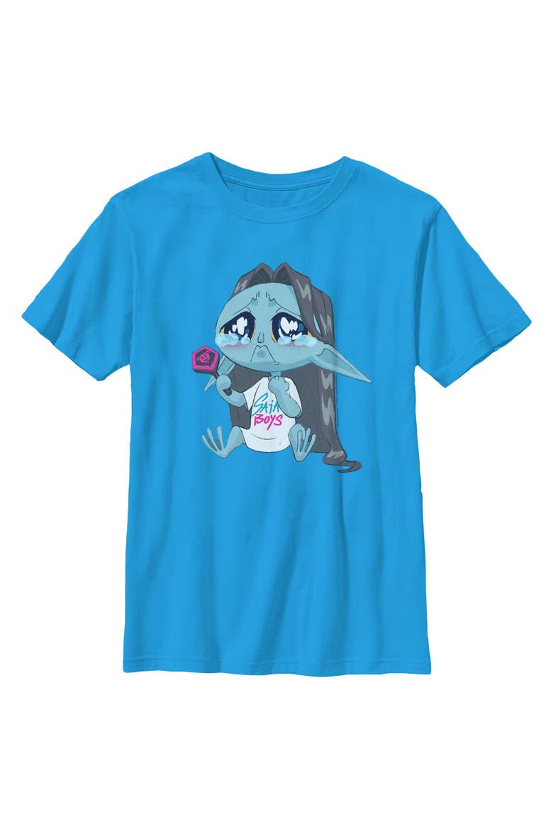 Boys KPop Demon Hunters Chibi Crying Fan T Shirt, Main, color, Sapphire