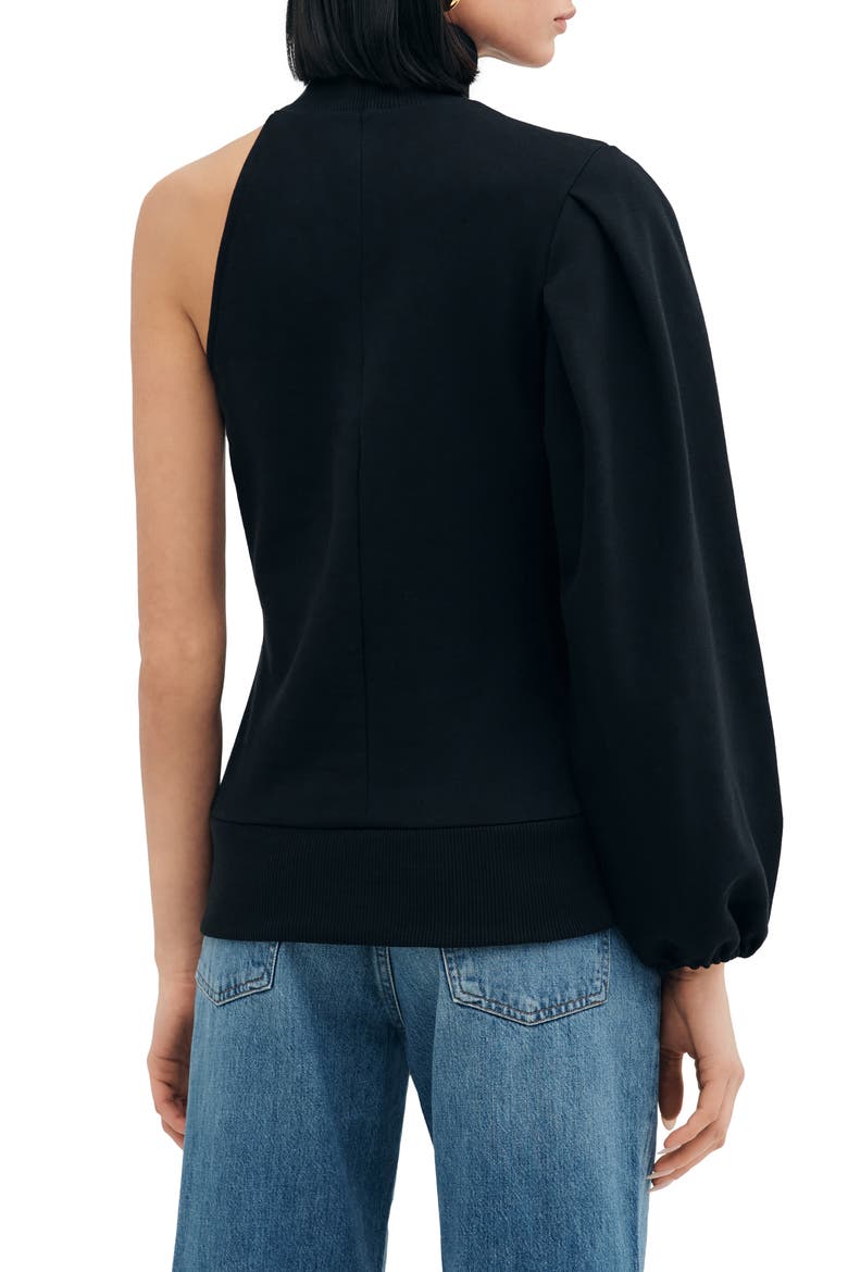 Glasgow Turtleneck One-Shoulder Top, Alternate, color, BLACK