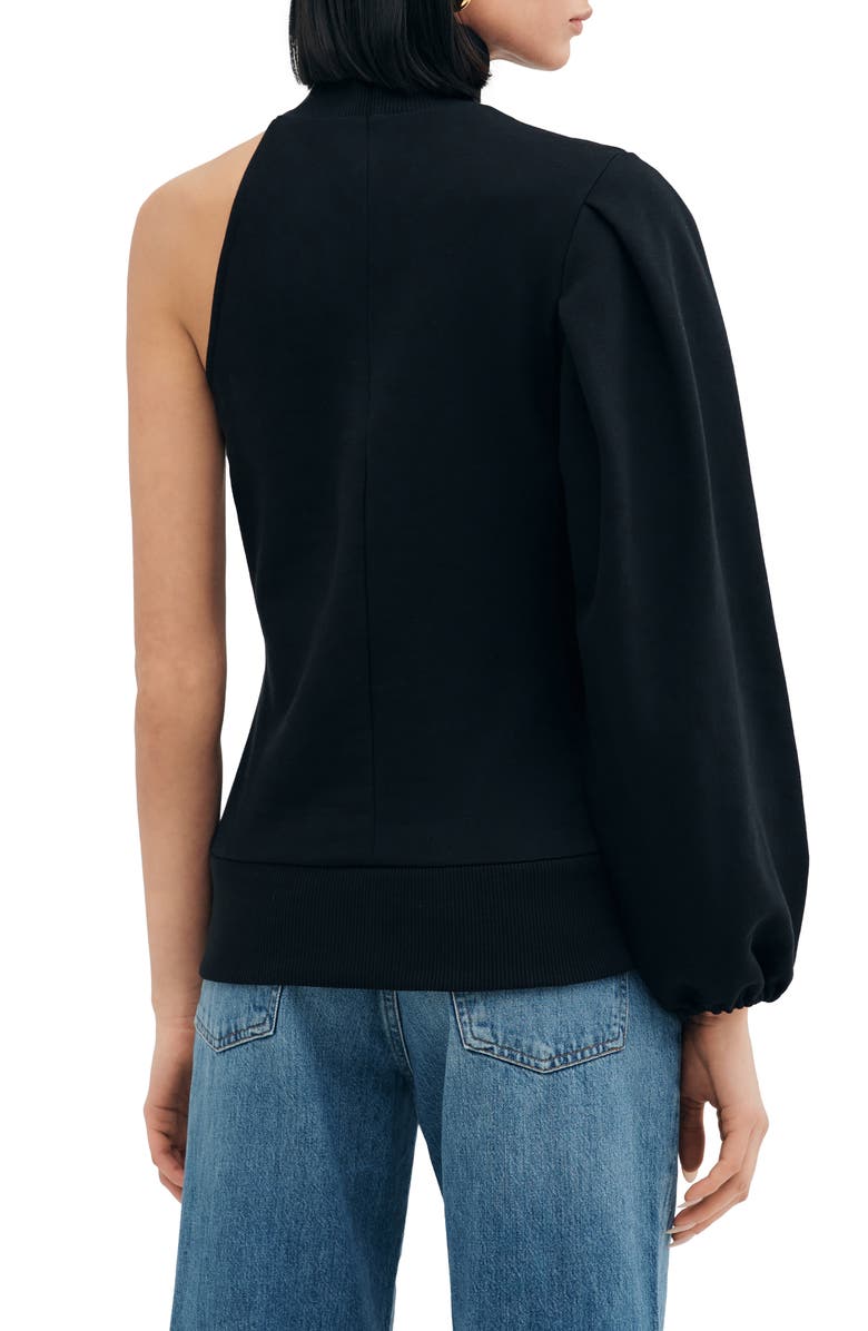 Two Lines by Marcella Glasgow Turtleneck One-Shoulder Top, Alternate, color, Black
