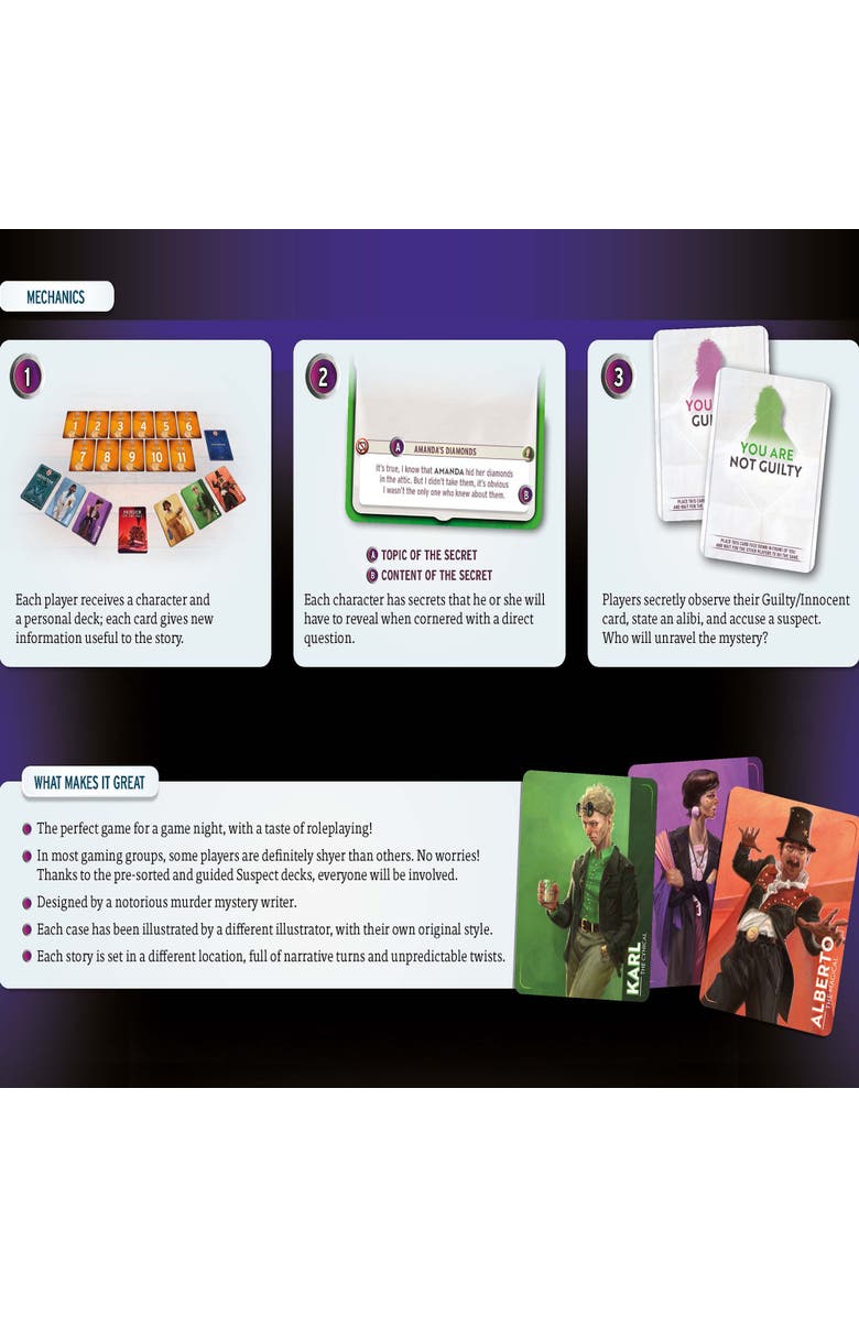 DV Games Alibi 3 Intricate Mysteries Party Game, Alternate, color, Multicolored