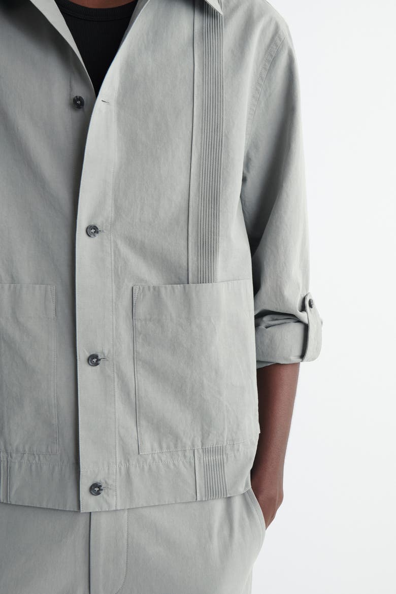 Pintucked Cotton-linen Overshirt, Alternate, color, GRAY