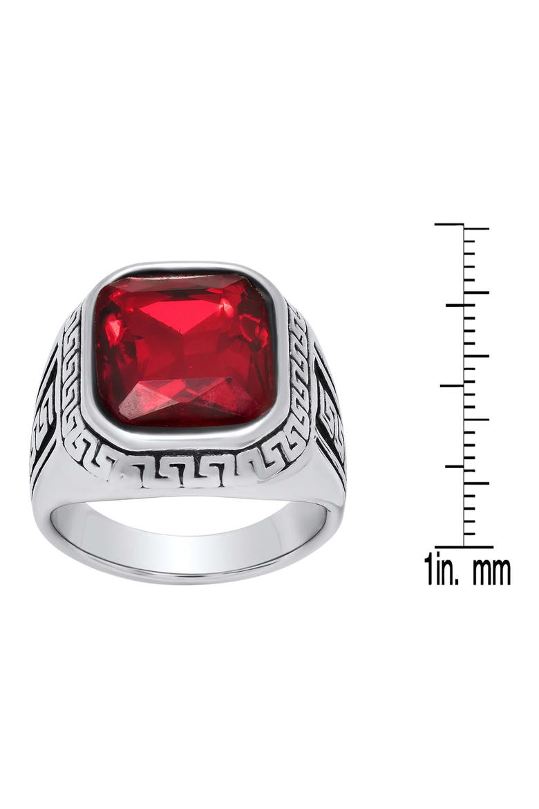 Stainless Steel Ring, Alternate, color, SILVER/ RED