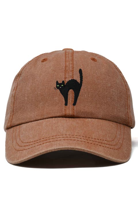 Black Cat Embroidered Casual Hat