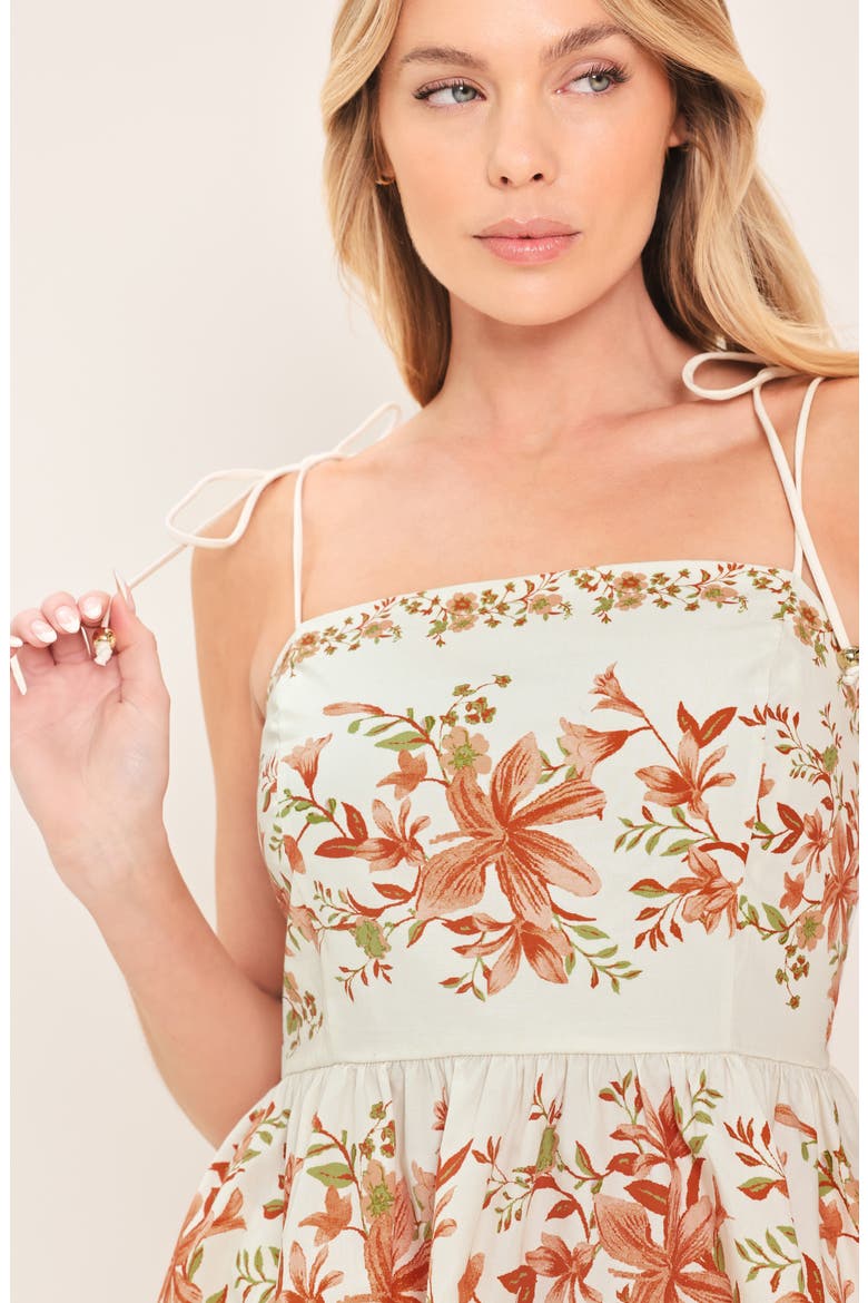 Floral Tie Strap Peplum Top, Alternate, color, IVORY