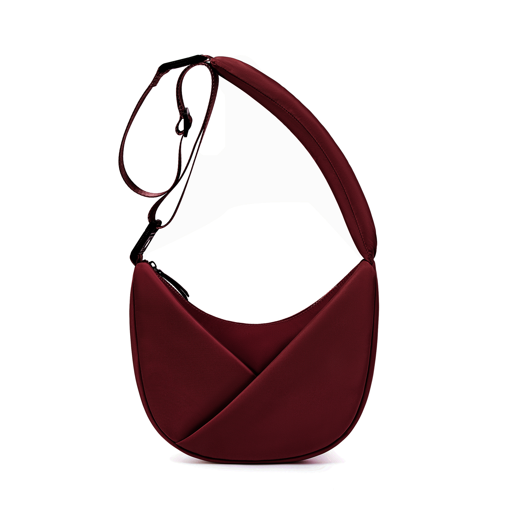 Origami Crescent Handbag Crossbody Bag For Women, Main, color, Burgundy