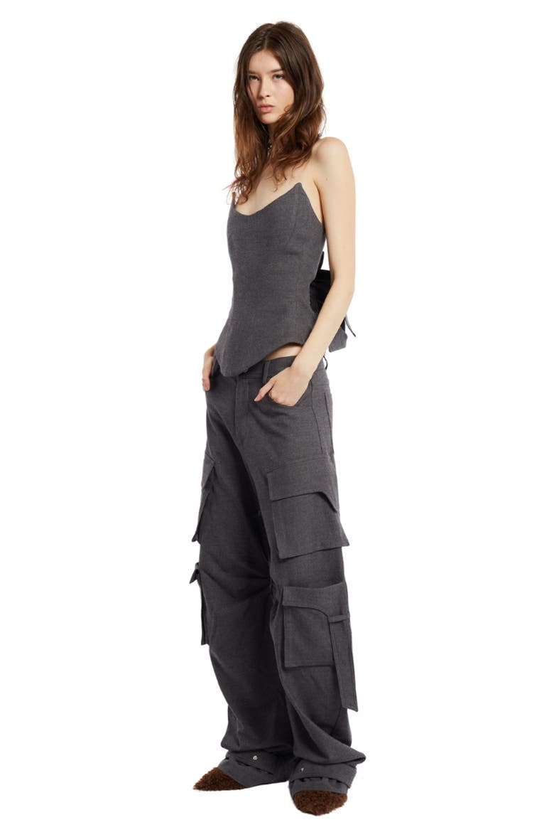 Nemesis Leather Corset, Alternate, color, Dark Grey