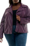 Nina Leonard Faux Leather Moto Jacket