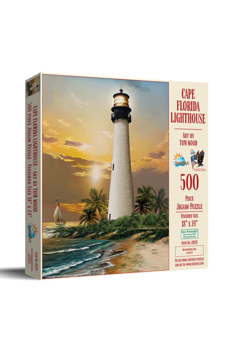 Sunsout Cape Florida Lighthouse 500 piece Jigsaw Puzzle for Adults, Main, color, Multicolor