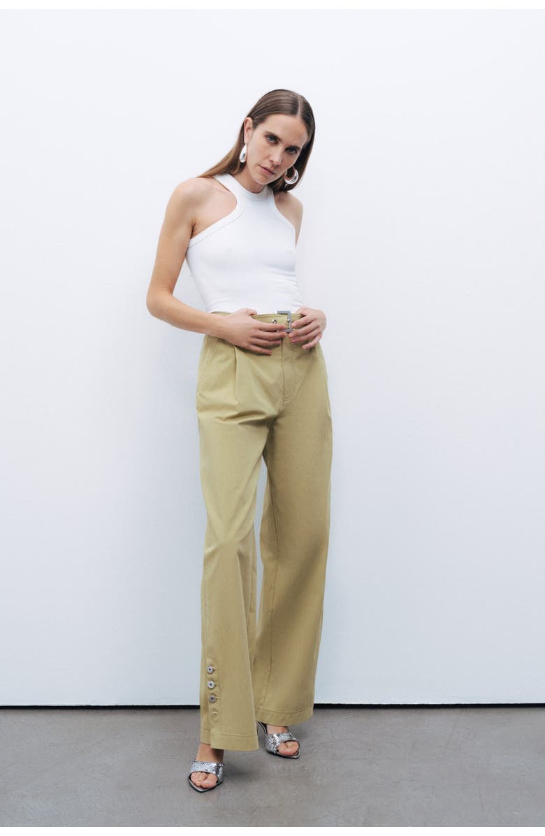 Nocturne Metal Buckle Detailed Belted Pants, Alternate, color,