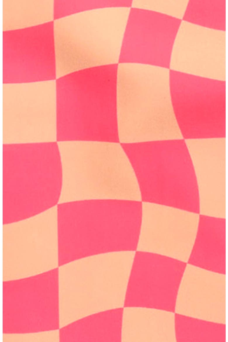 Kids' Wavy Checks One-Piece Swimsuit, Alternate, color, HOT PINK