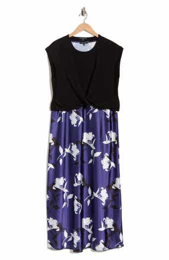 TASH AND SOPHIE Floral Satin Slipdress & Cap Sleeve Top Set