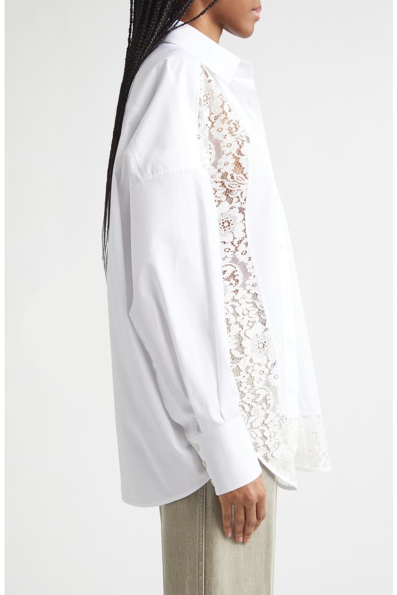 Lace Panel Poplin Shirt, Alternate, color, PURE WHITE