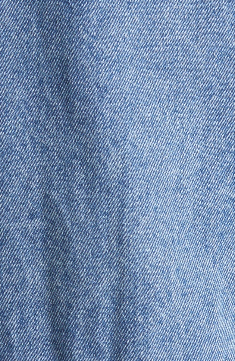 Obey Care Embroidered Denim Varsity Jacket, Alternate, color,