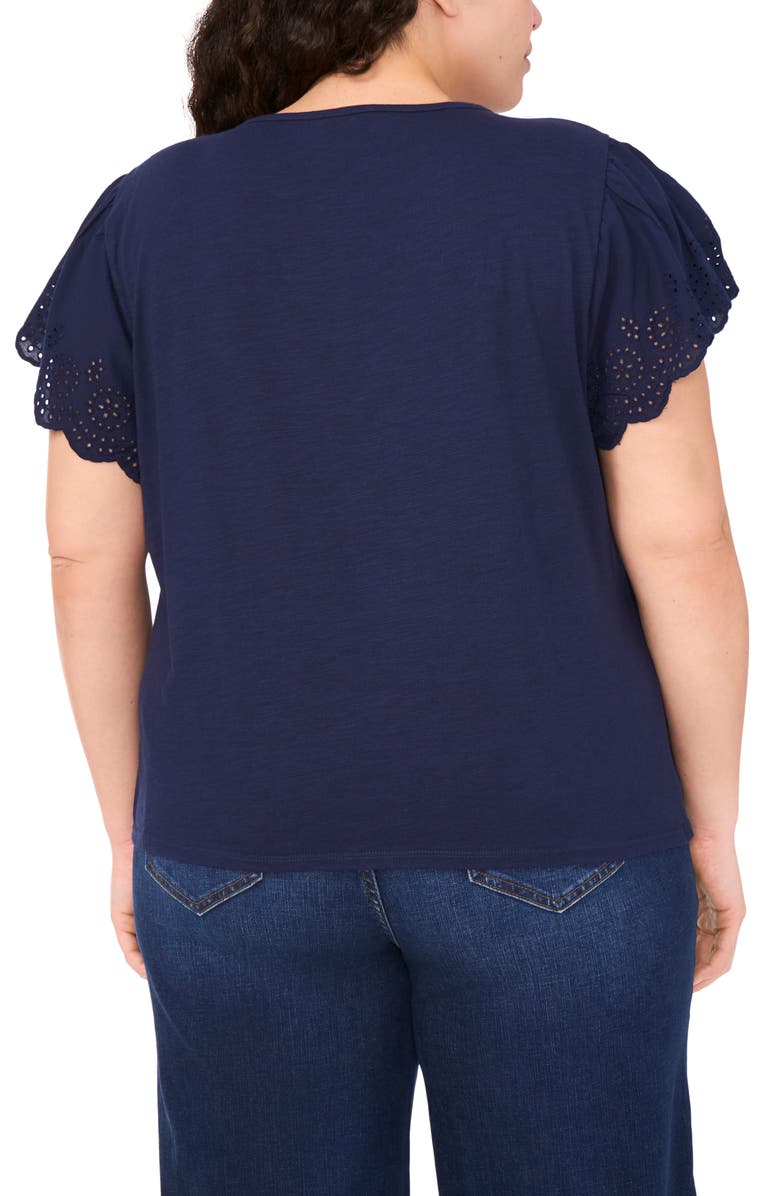 CeCe Eyelet Sleeve Top, Alternate, color, Classic Navy