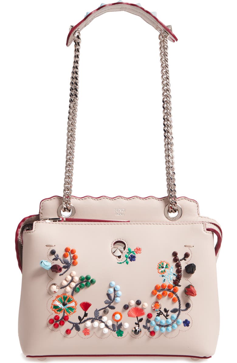 Fendi Small Dotcom Leather Shoulder Bag, Main, color,