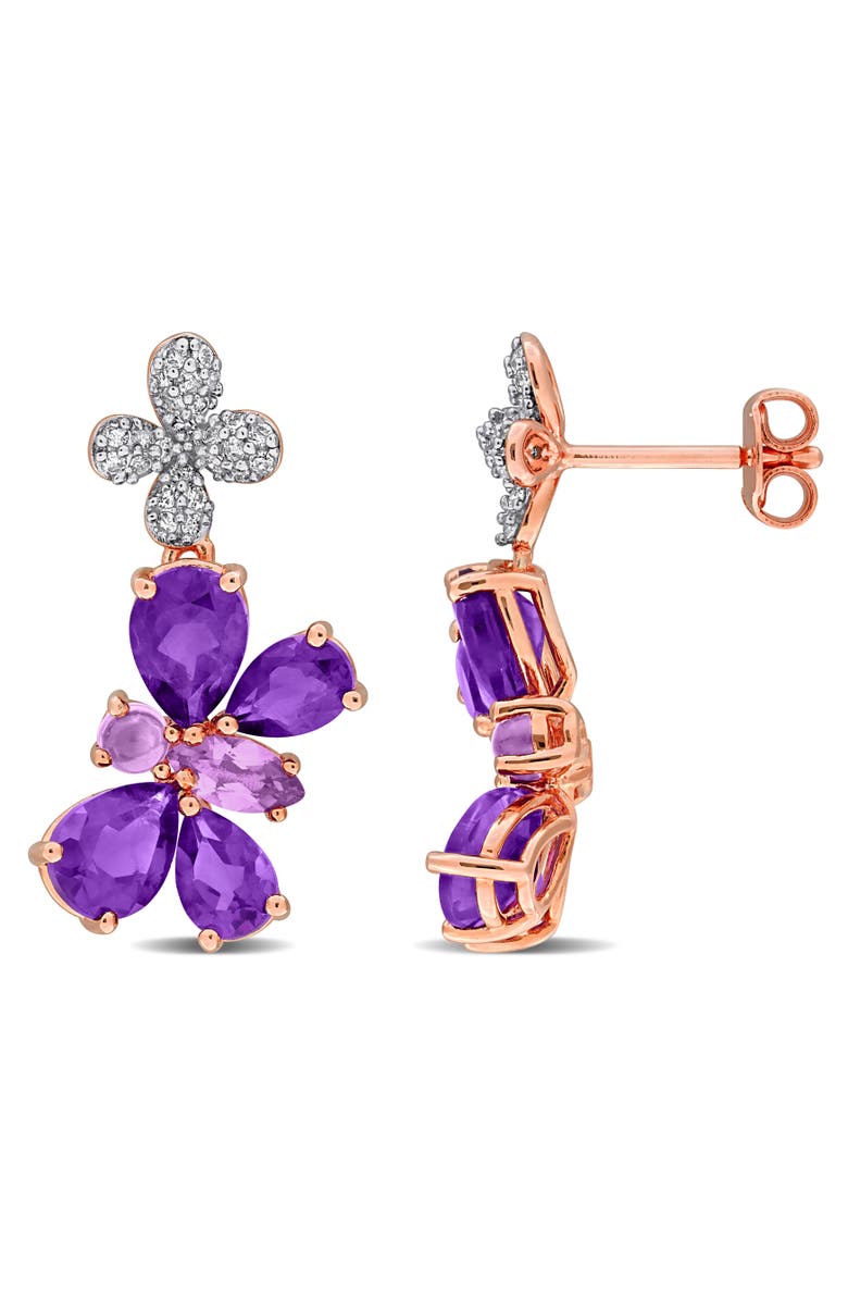 Julianna B. Amethyst & Diamond Floral Butterfly Drop Earrings, Main, color, Amethyst