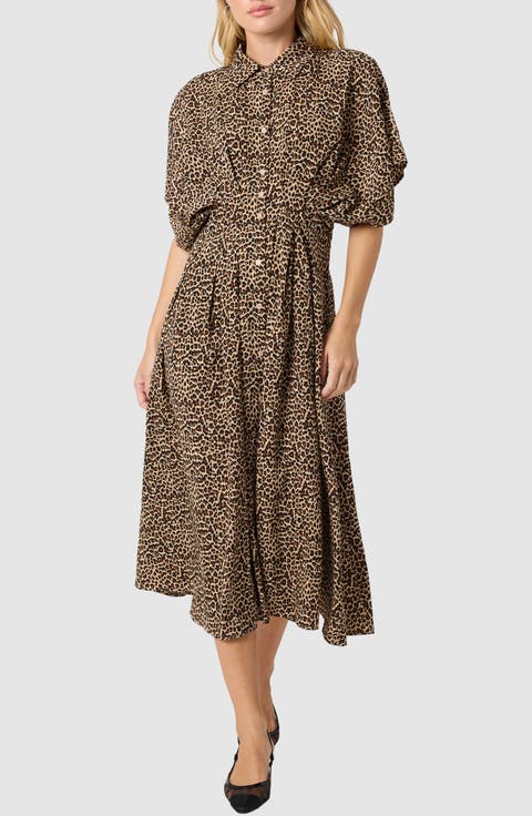 Button Front Pleated Midi Dress