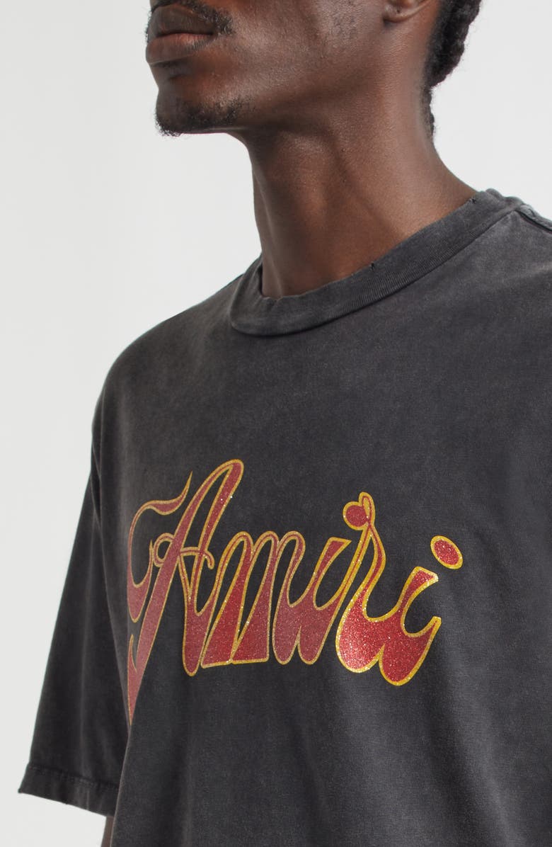 AMIRI Groovy Glitter Logo Graphic T-Shirt, Alternate, color, Black