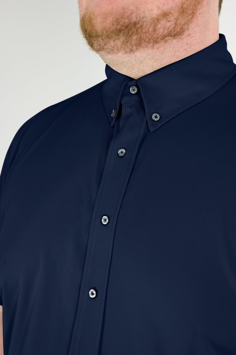 Men’s Big and Tall Commuter Shirt, Short Sleeve Button Down, Tailored Fit, Spread Collar, Performance Fabric, Stylish & Casual Breathable Shirt, Alternate, color, Navy