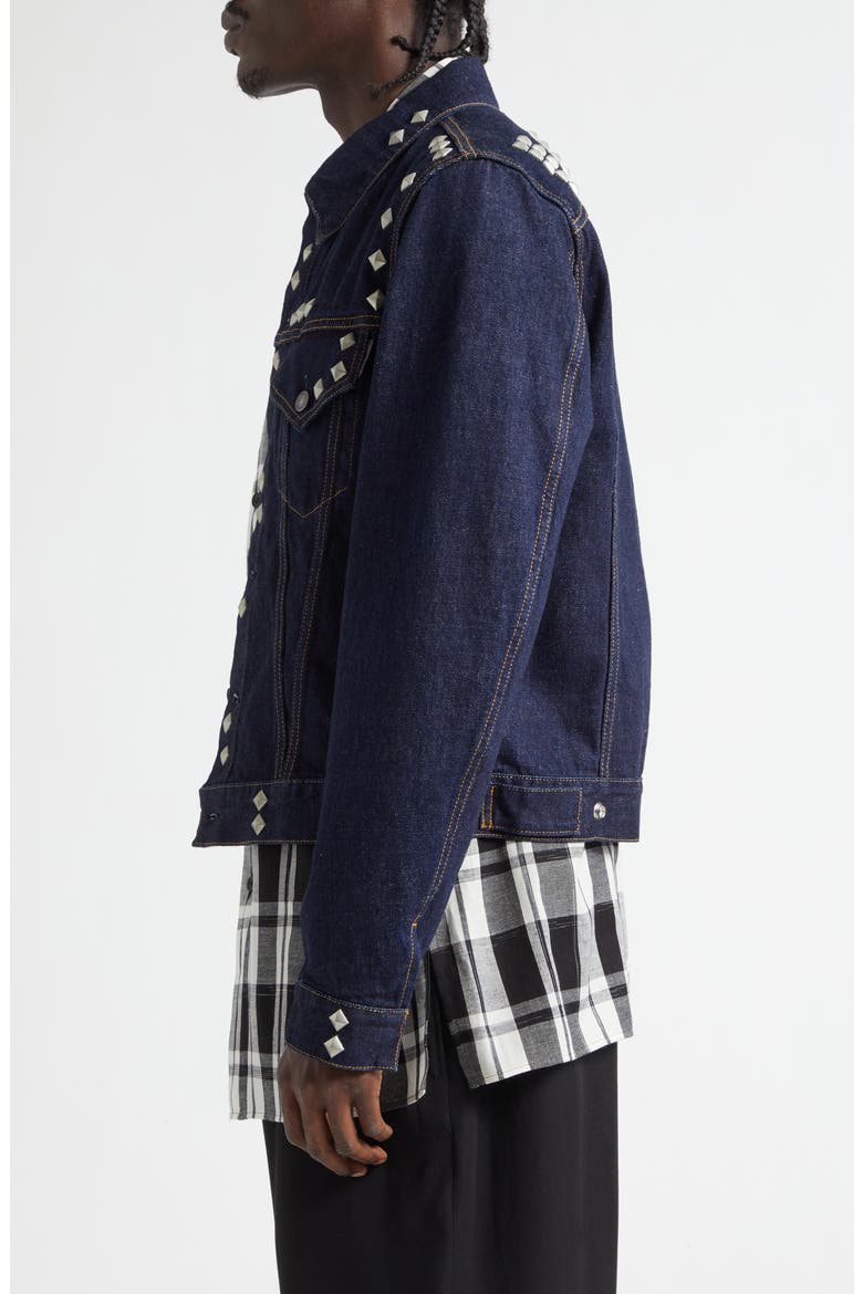 Studded HTC Denim Trucker Jacket, Alternate, color, BLUE
