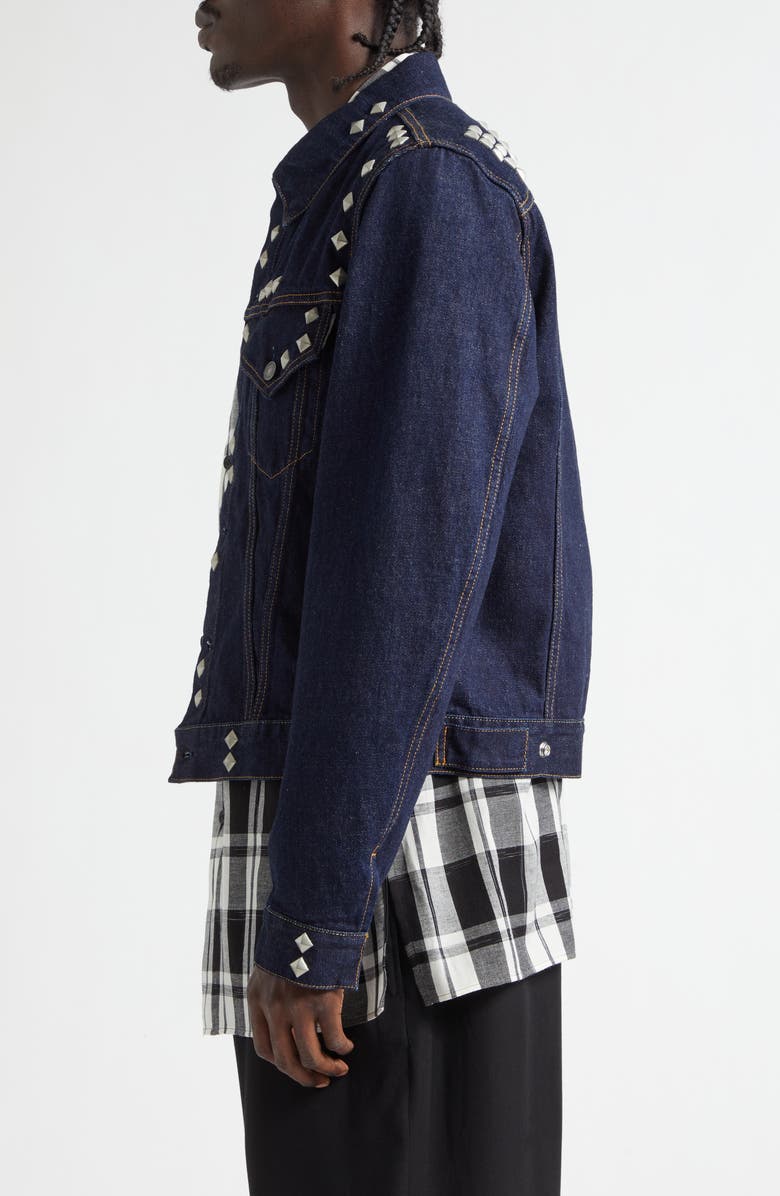 Yohji Yamamoto Studded HTC Denim Trucker Jacket, Alternate, color, Blue