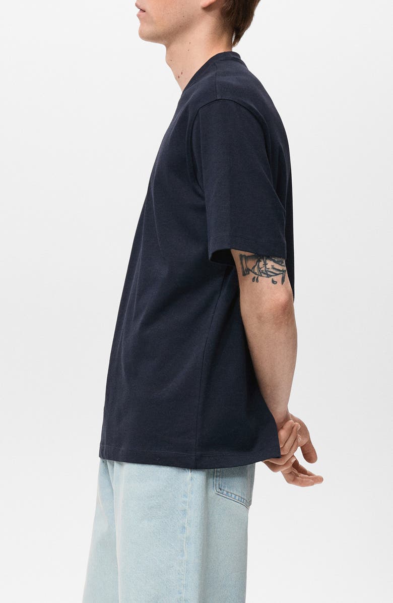 MANGO Relaxed Fit Solid Cotton T-Shirt, Alternate, color, Dark Navy