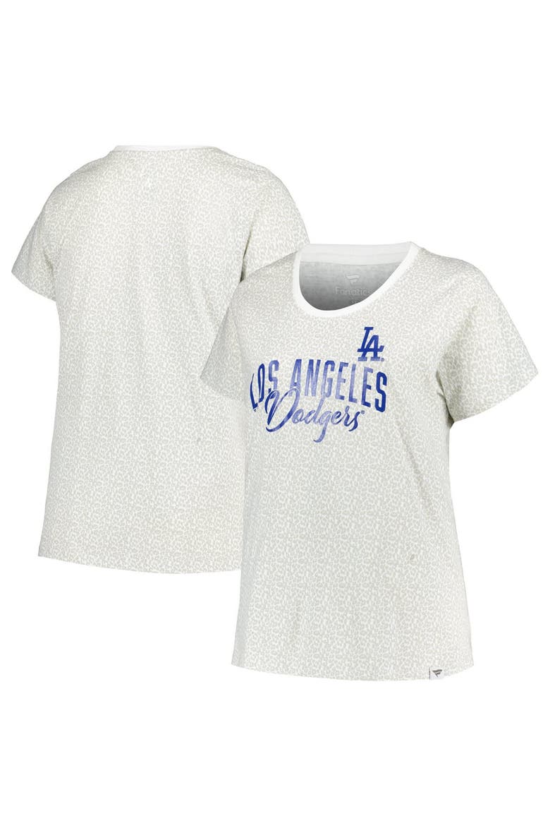 Women's Profile White Los Angeles Dodgers Plus Size Leopard T-Shirt, Main, color, White