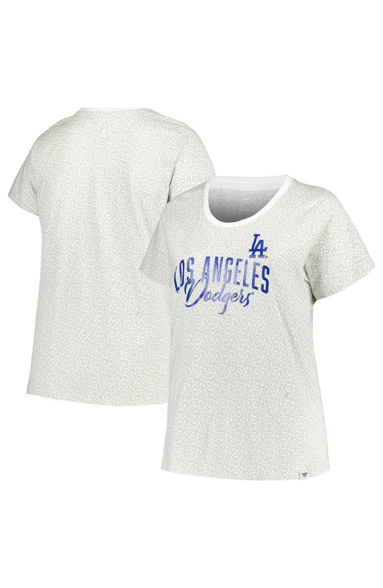 PROFILE Women's Profile White Los Angeles Dodgers Plus Size Leopard T-Shirt, Main, color, 