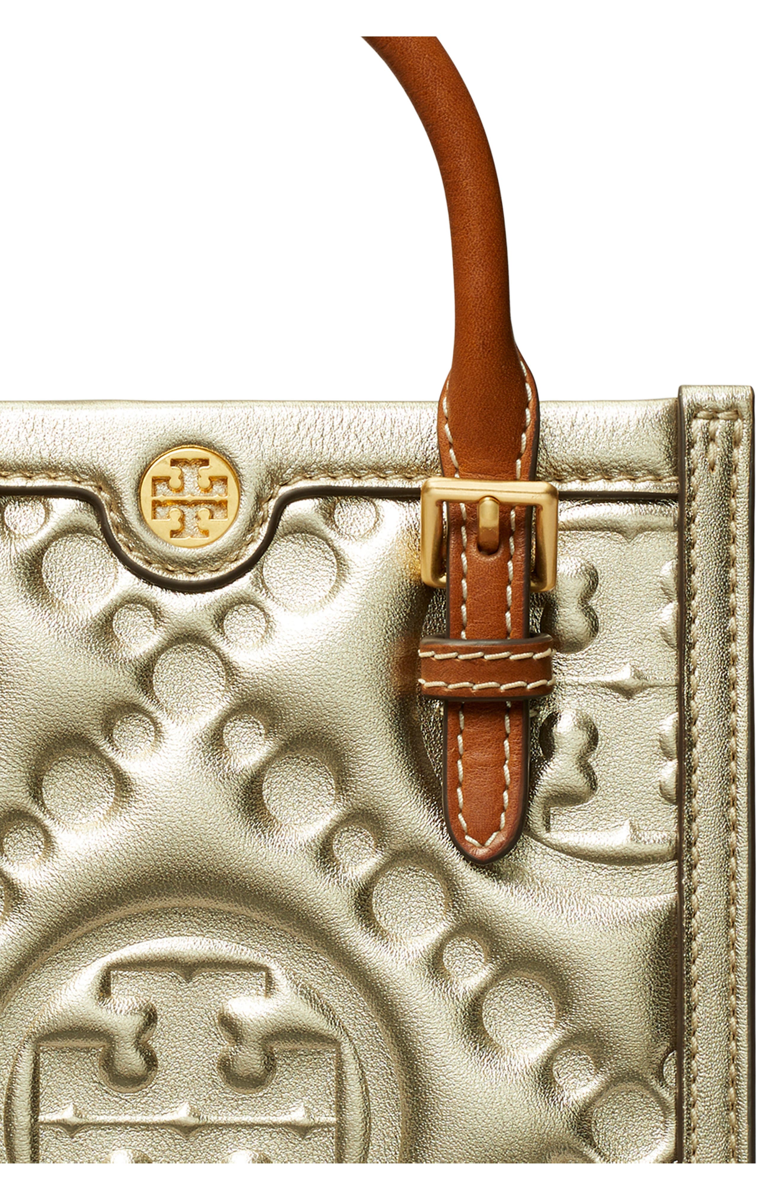 Tory Burch T Monogram Embossed Puffy Metallic Leather Crossbody Bag, Alternate, color, 