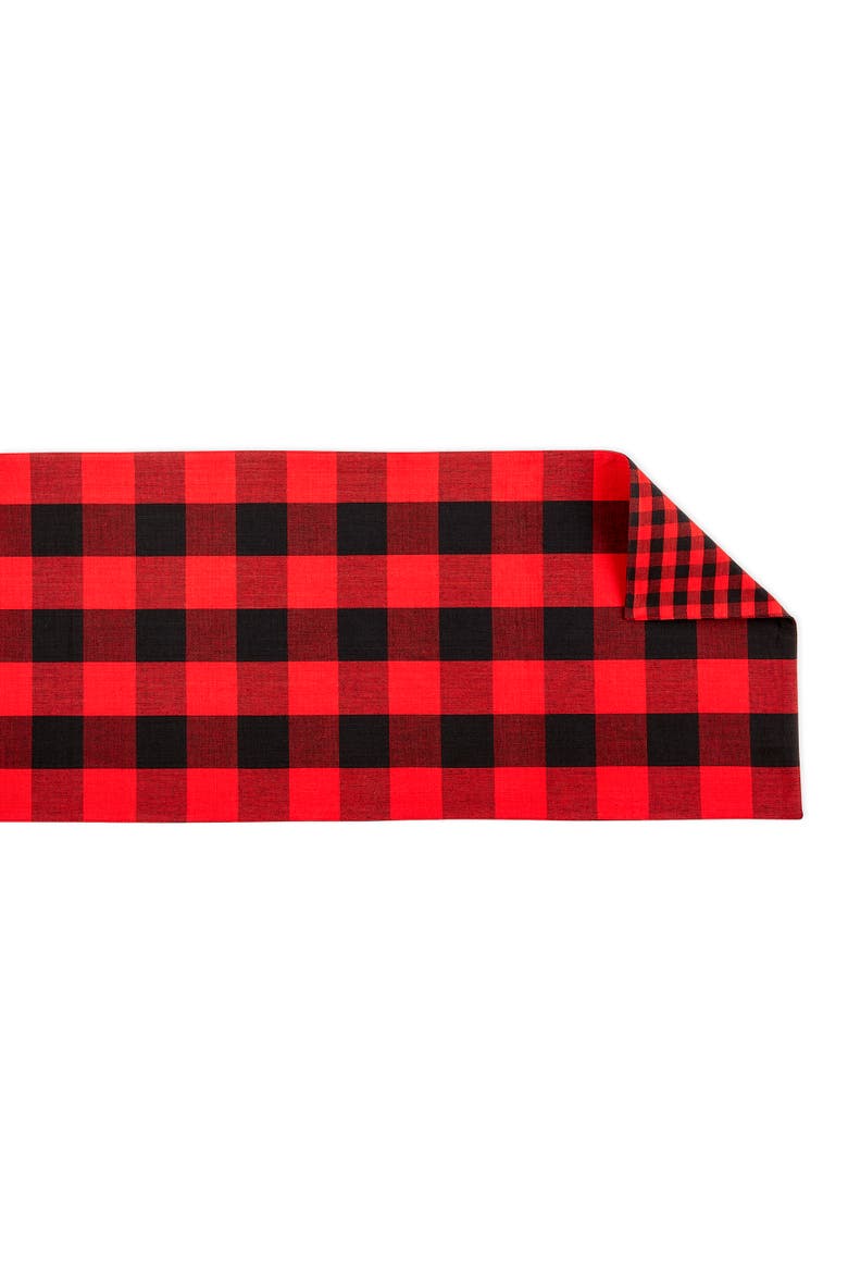 Reversible Gingham/Buffalo Check Table Runner, Alternate, color, Red/Black