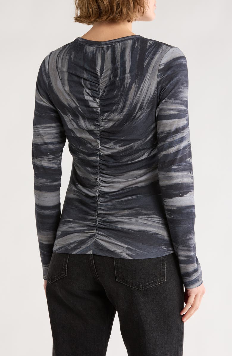 rag & bone Lucy Shirred Long Sleeve Top, Alternate, color, Navy Multi