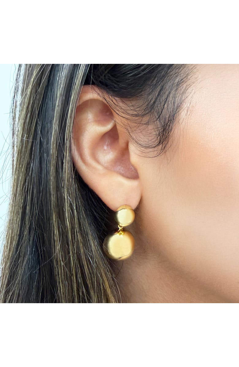 The Lovery Fine Jewelry Puffy Round Drop Earrings, Alternate, color, Gold-Plated Sterling Silver