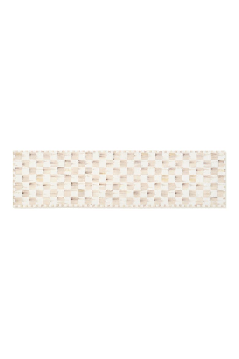 Mocha Checkerboard Machine Washable Runner Rug, Main, color, MOCHA