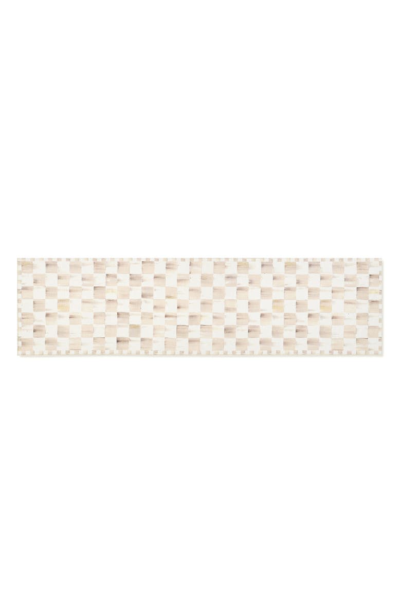 MACKENZIE CHILDS Mocha Checkerboard Machine Washable Runner Rug, Main, color, Mocha