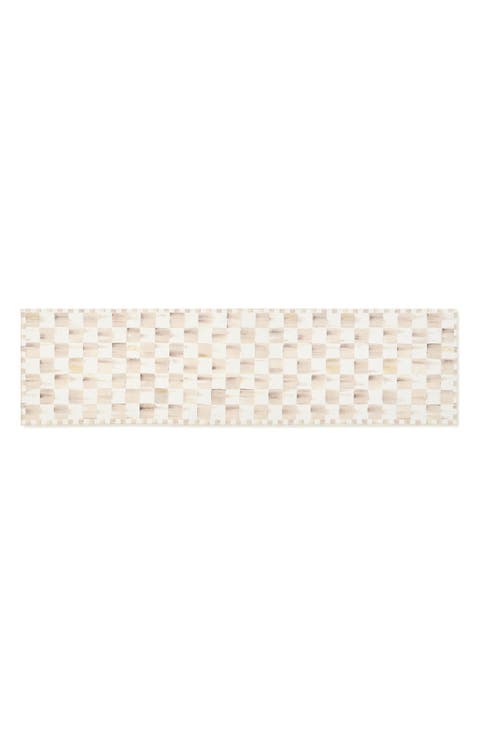 Mocha Checkerboard Machine Washable Runner Rug