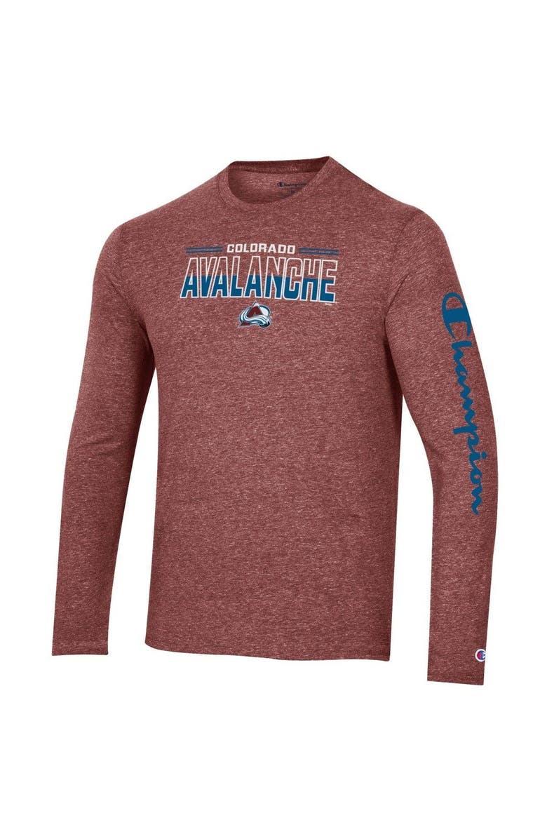 Champion Men
s Champion Heather Burgundy Colorado Avalanche Tri-Blend Long Sleeve T-Shirt, Alternate, color, 