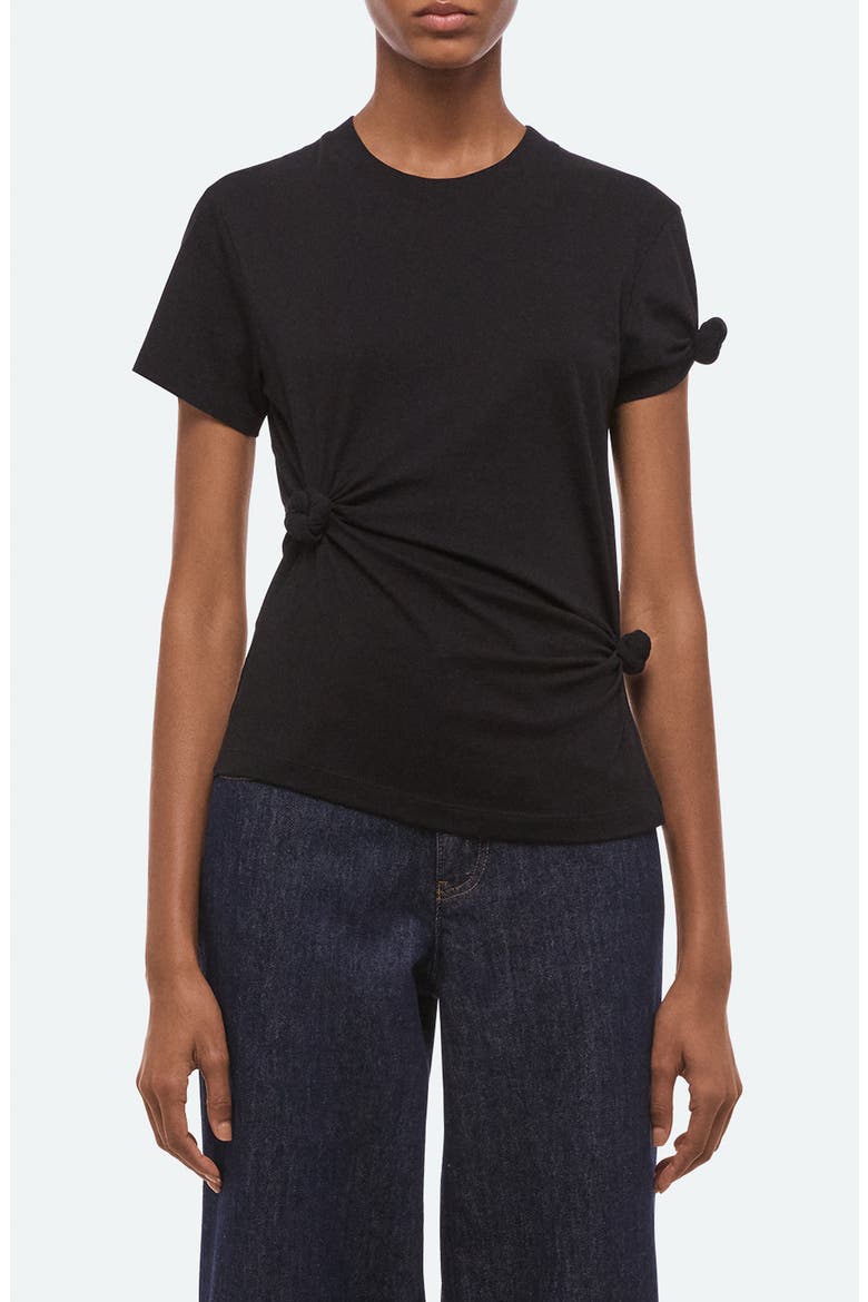 Knot Detail Cotton Baby Tee, Main, color, BLACK