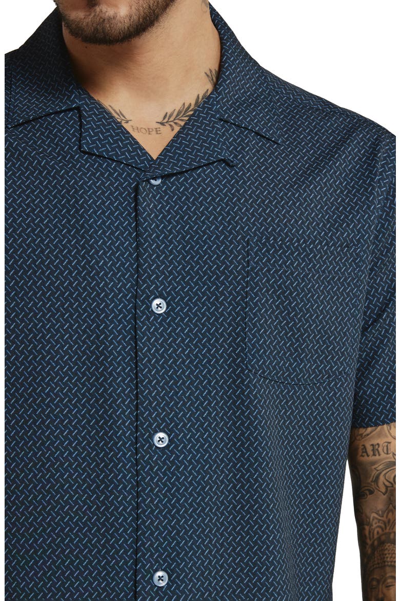 Callah Geo Print Performance Camp Shirt, Alternate, color, NAVY
