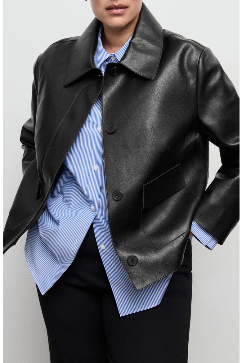 Sabina Faux Leather Jacket, Main, color, BLACK