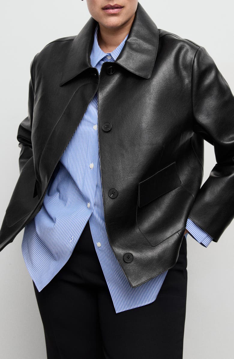 MANGO Sabina Faux Leather Jacket, Main, color, Black