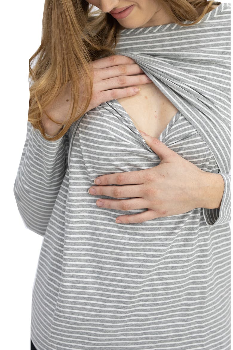 Pull-Up Maternity/Nursing Top, Alternate, color, GRAY STRIPES