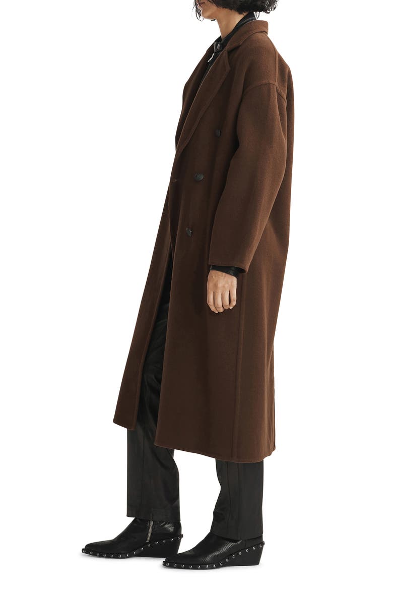 Thea Double Breasted Wool Coat, Alternate, color, DARK BROWN