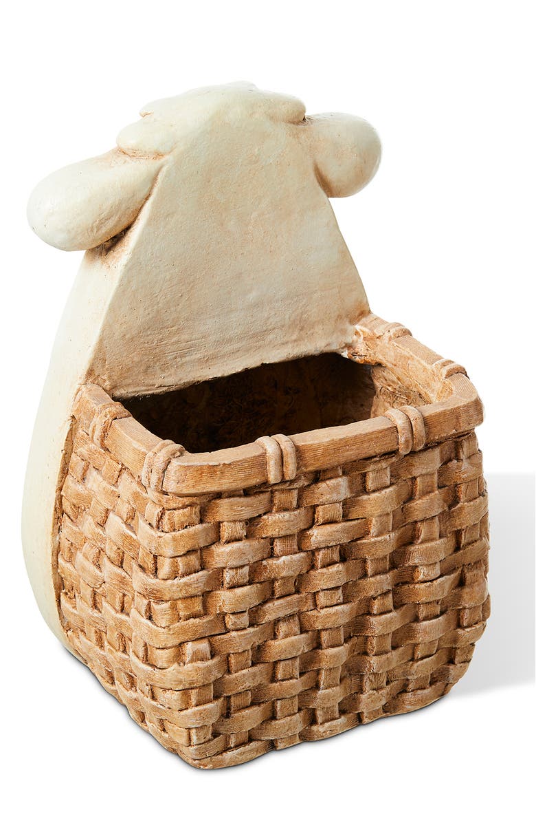 Glitzhome 12.5"H MGO Cute Sheep Statue Planter, Alternate, color, White